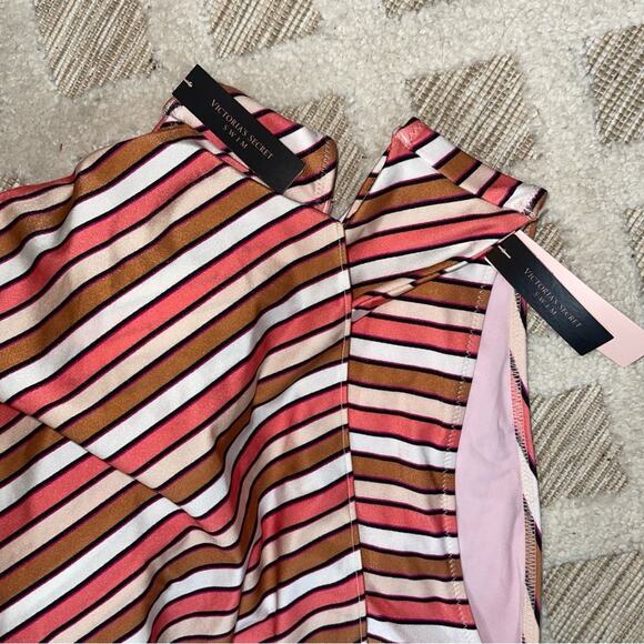 VICTORIA'S SECRET Tie-Front High-Rise Cheeky Bikini Striped Size S/M - Picture 5 of 6